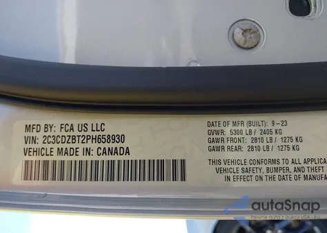 2023 Dodge Challenger R/T from USA, damaged, VIN 2C3CDZBT2PH658930